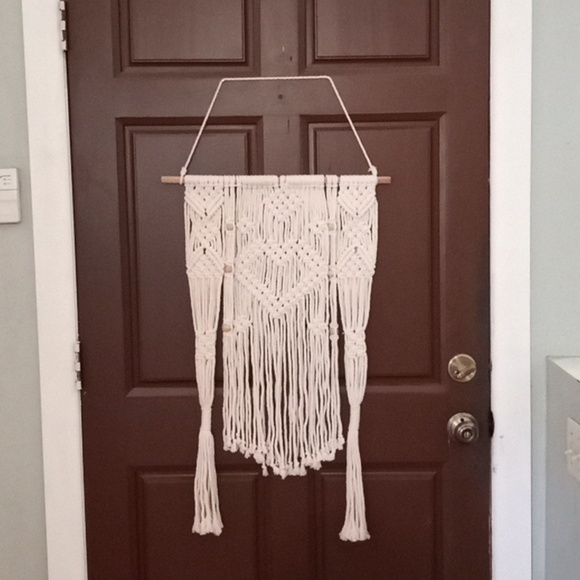 Bohemian Handmade Heart Macrame Crochet Wall Hanging with Small Plant Holders - Picture 4 of 4